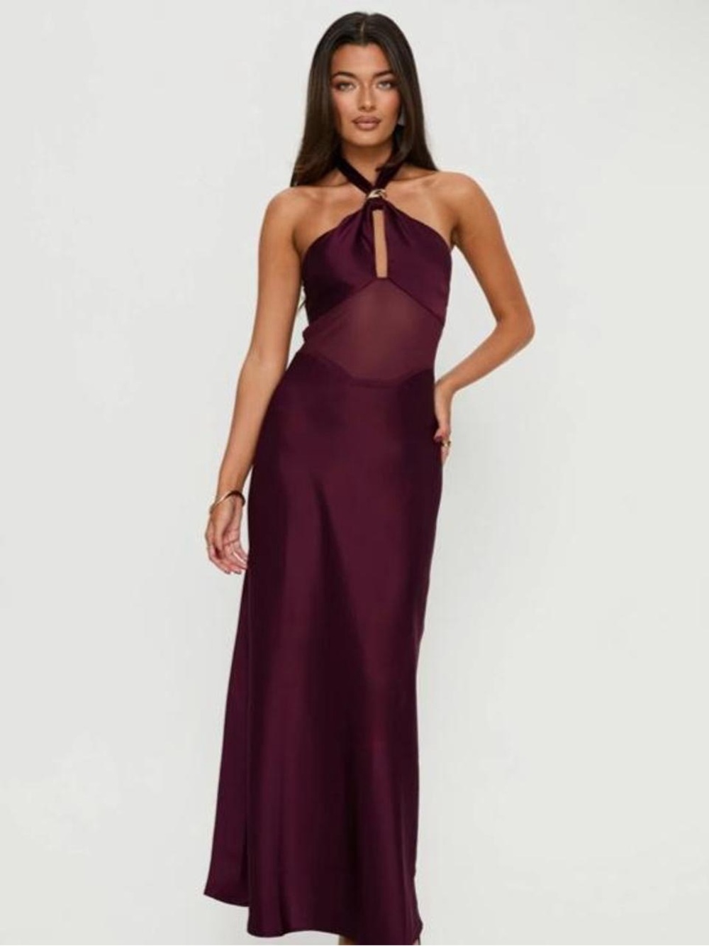 Halter Keyhole Maxi Dress in Deep Plum